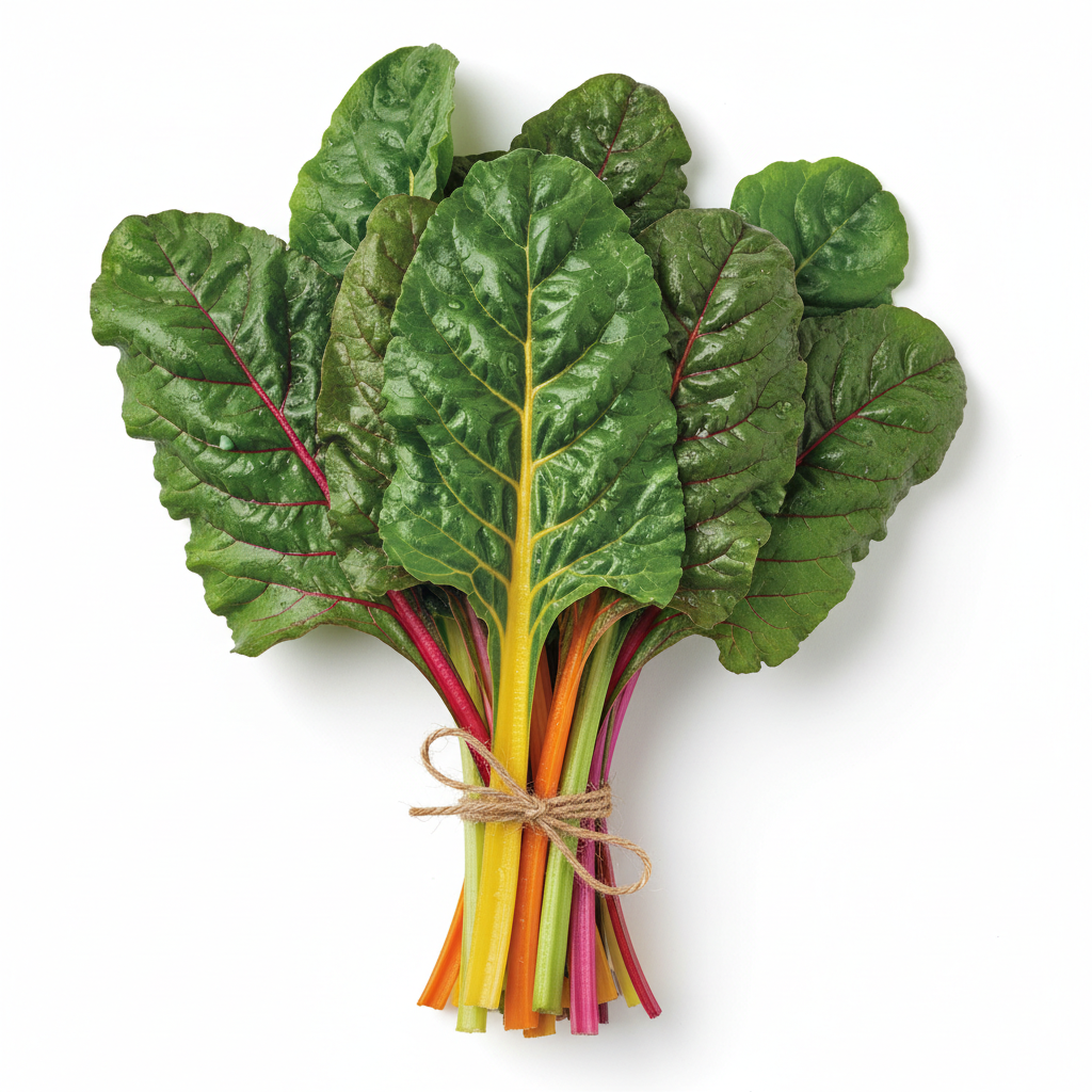 Fresh bunch of Swiss chard with colourful stems